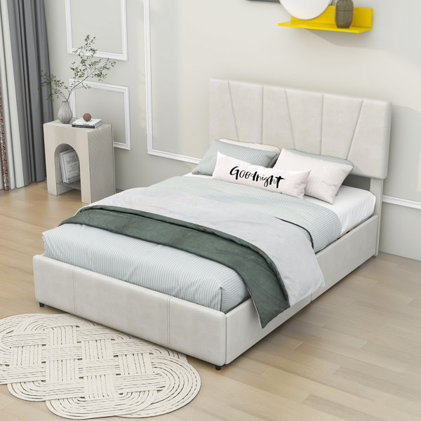 Latitude Run® Upholstery Platform Bed with Four Drawers Wayfair